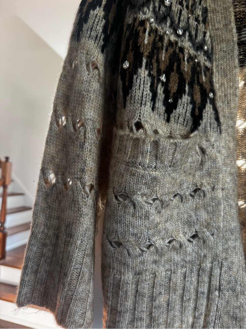 NWT Anthropologie Mare Mare Embellished Fairisle Cardigan Sweater - Picture 3 of 8